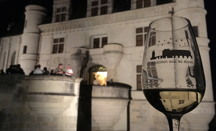 dégustation nocturne de vin à Chenonceau